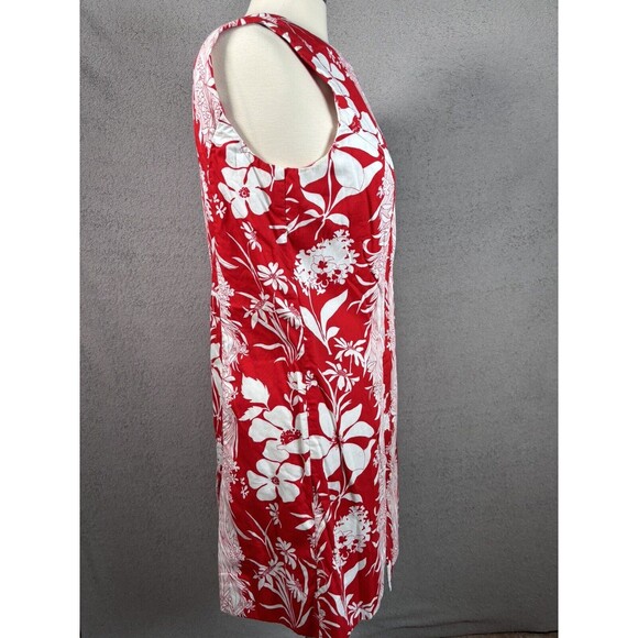 Vintage Haymaker Red Fit And Flare Hawaiian Flora Print Summer Beach Dress M-L - Picture 4 of 15